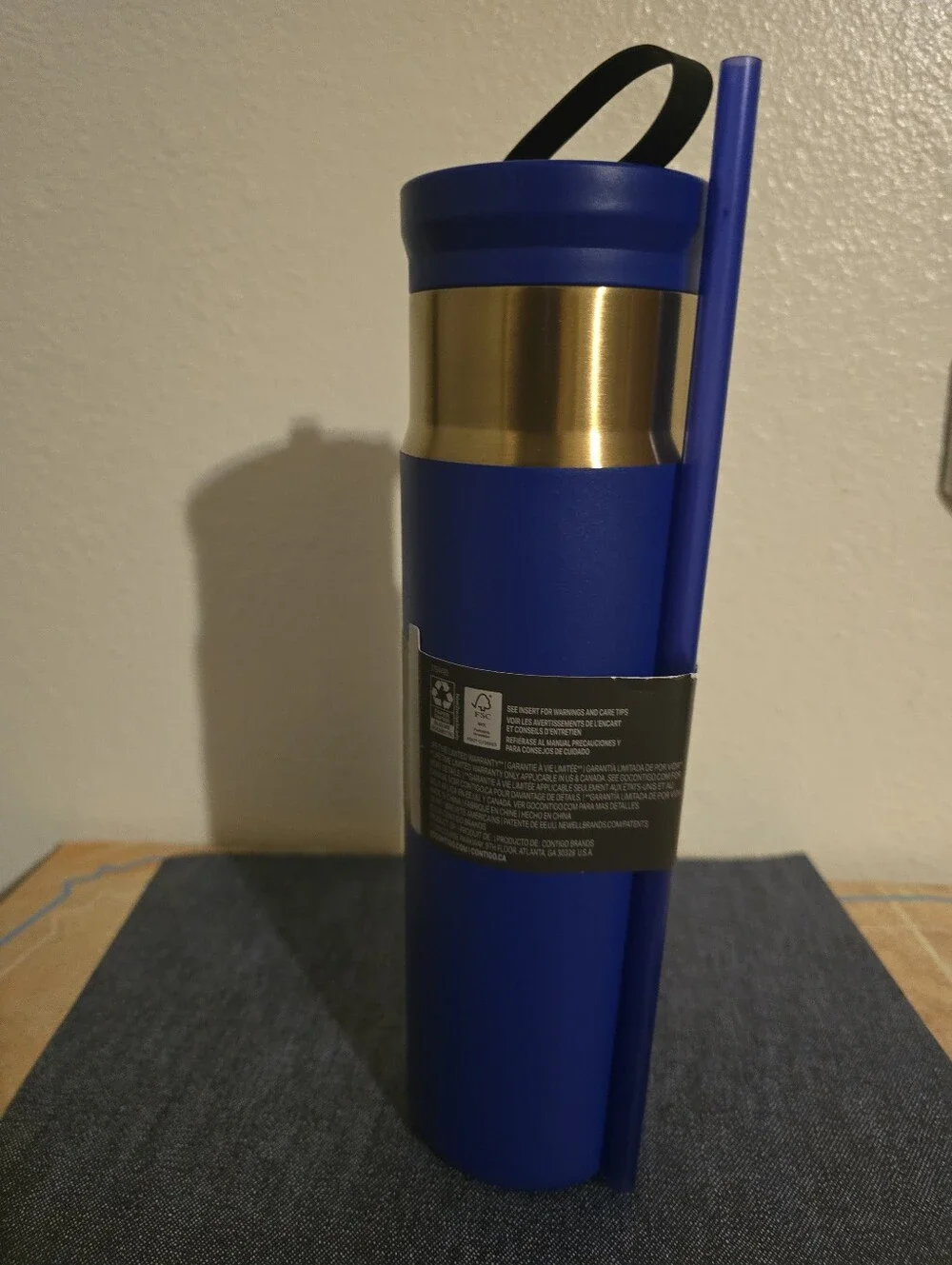 Contigo Blue and Gold 24OZ Insulated Leakproof Bottle